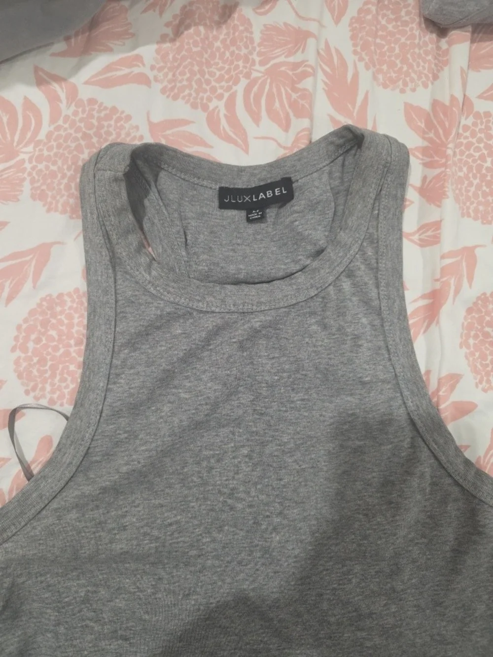 JLUXLABEL Gray Ribbed High-Neck Tank - Picture 2 of 3